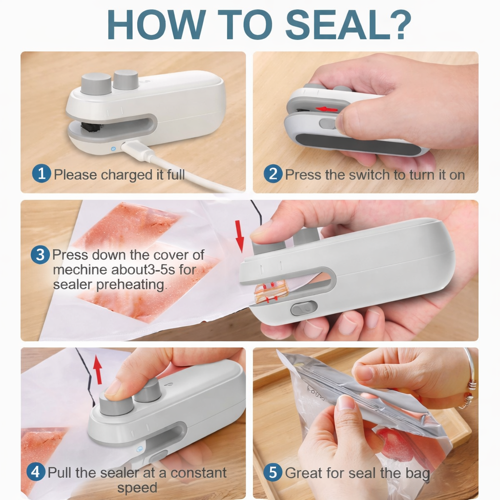 SealPro Mini – 2-in-1 Rechargeable Packet Sealer & Cutter